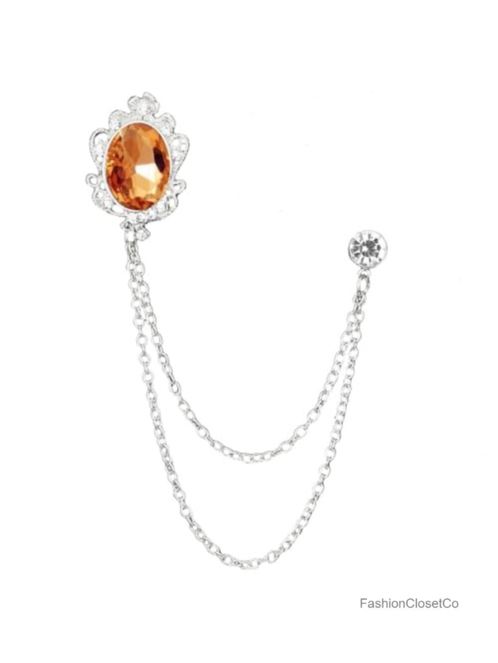 Vintage Crystal Rhinestone Chain Brooch Pin Tassel Lapel Pin Jewelry for Women